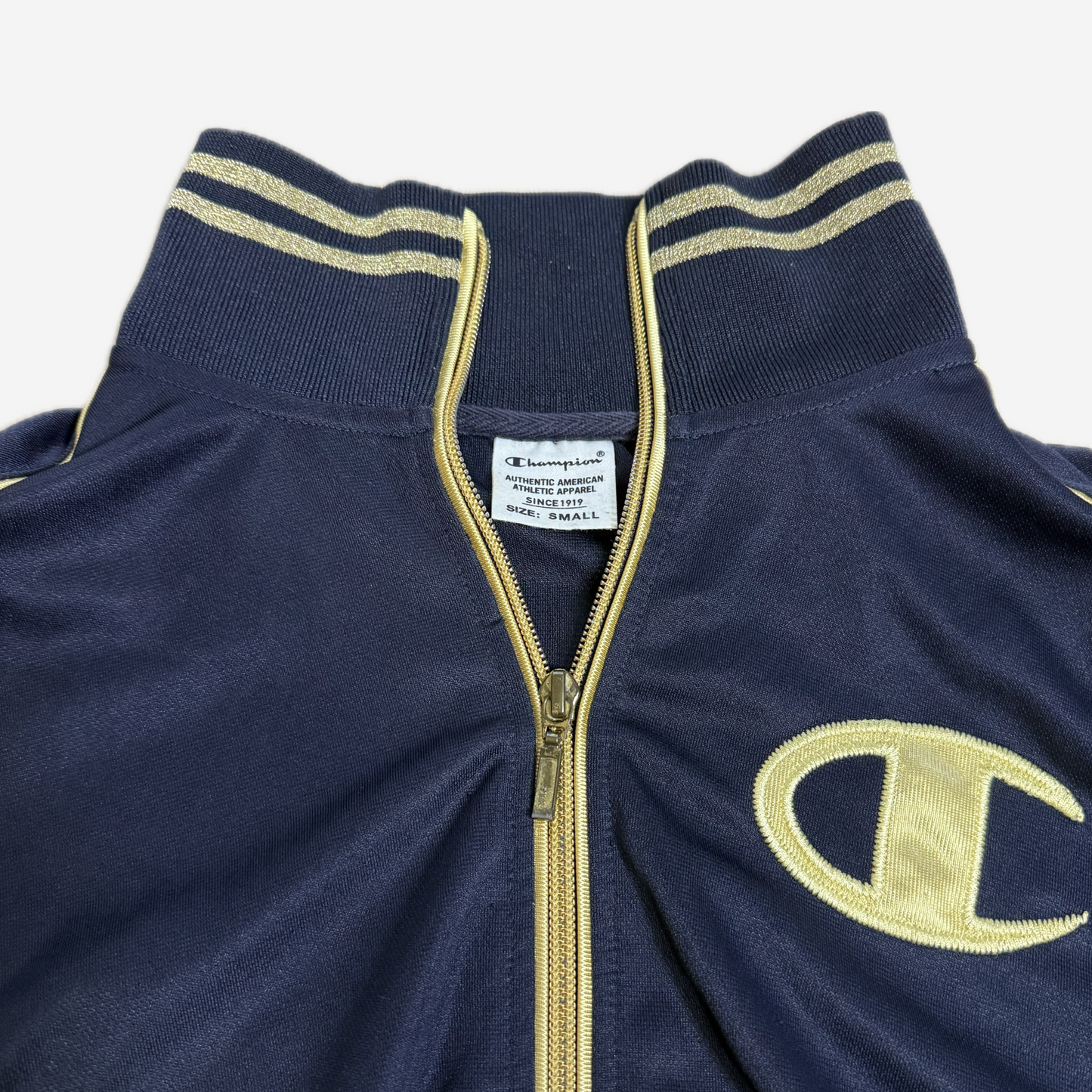 Navy Gold Champion Logo Track Jacket