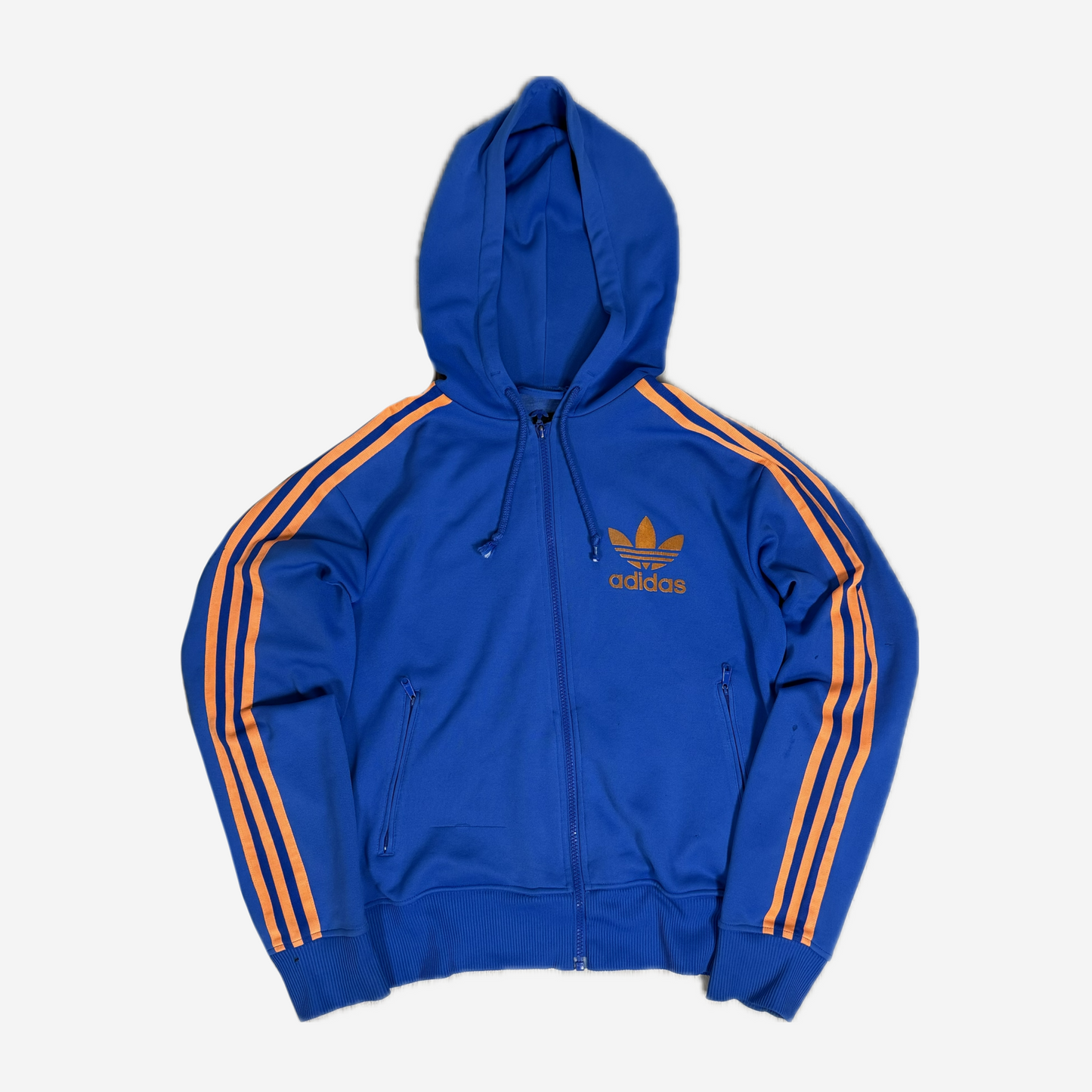 90s Blue Orange adidas Trefoil Zip Hoodie