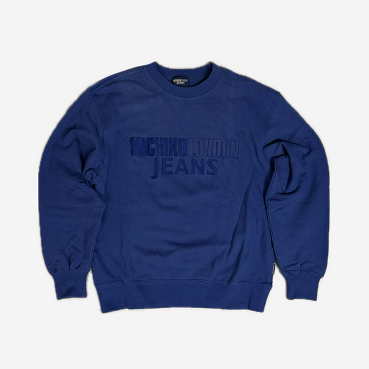 Navy Michiko London Jeans Embossed Sweatshirt
