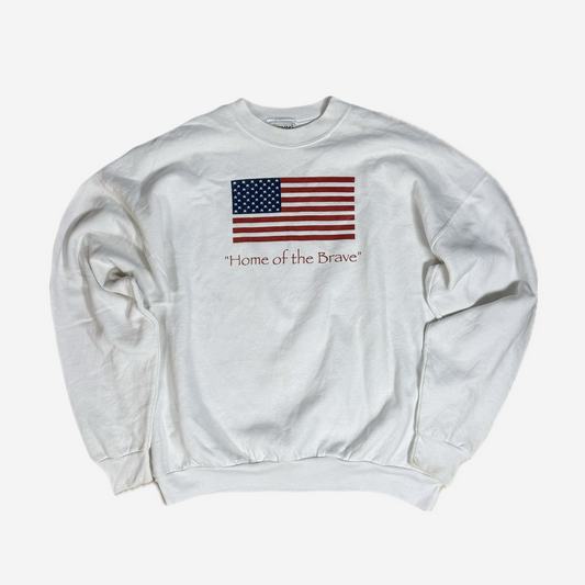 White USA Flag “Home of the Brave” Oversized Sweatshirt
