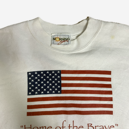 White USA Flag “Home of the Brave” Oversized Sweatshirt