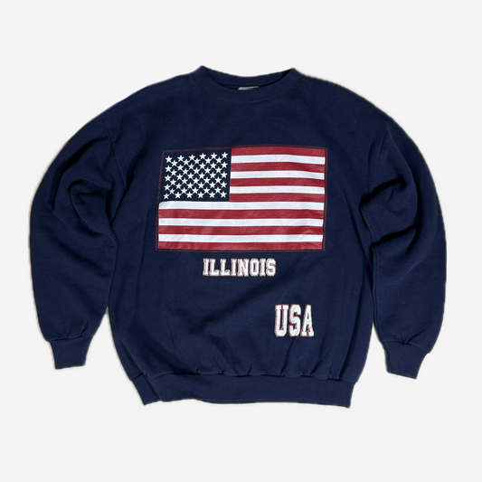 Navy USA Flag Illinois Graphic Sweatshirt