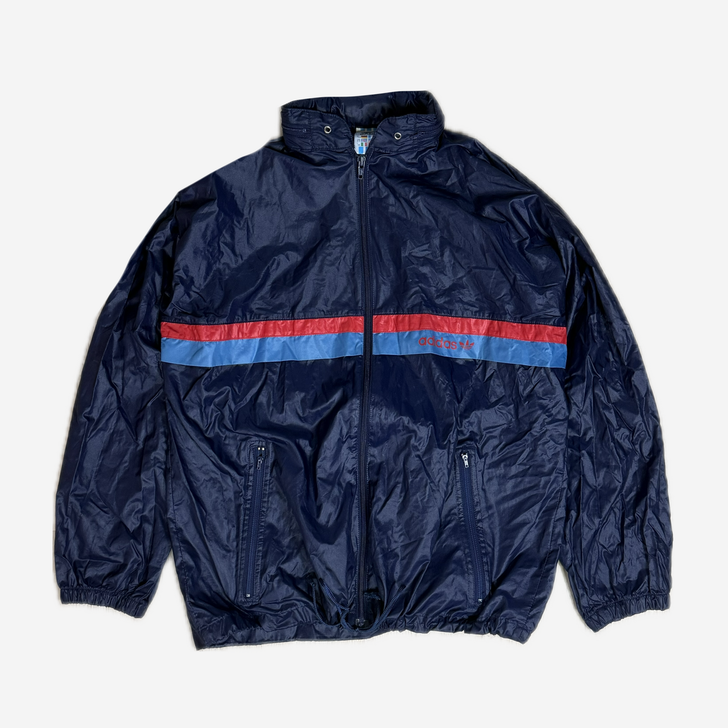 90s Adidas Navy Stripe Nylon Track Jacket