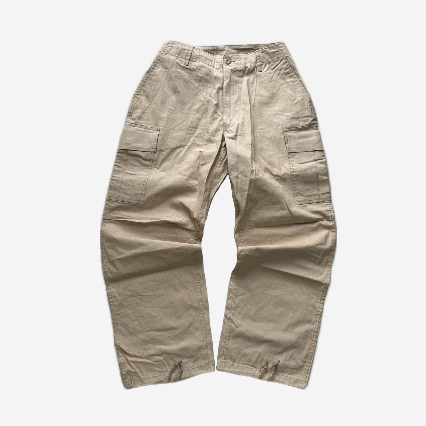 Beige Military Cargo Pants